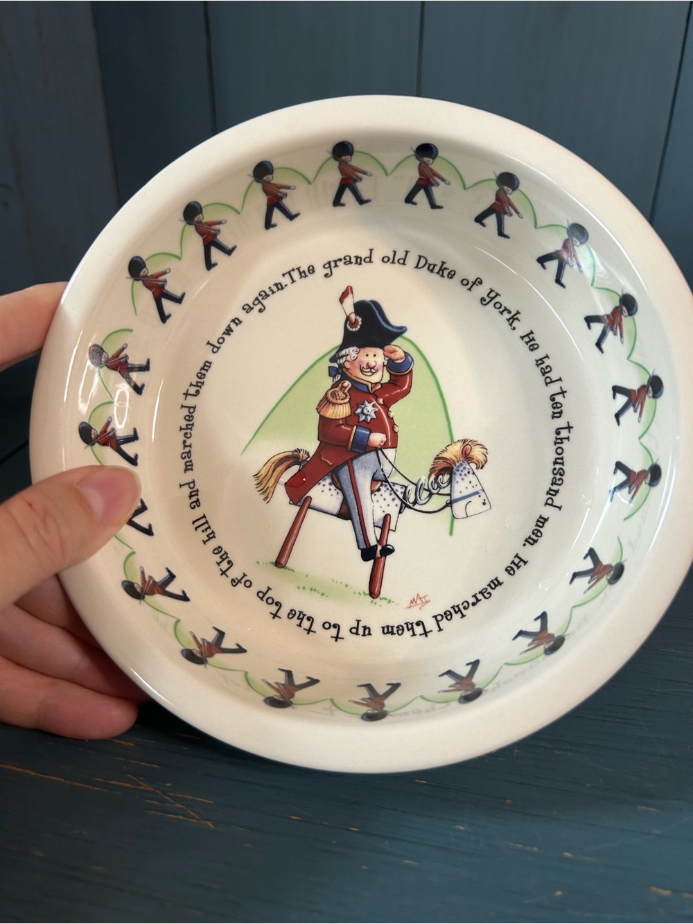 Nursery Rhyme Decorative Ceramic Plate in Cream, Red and Green